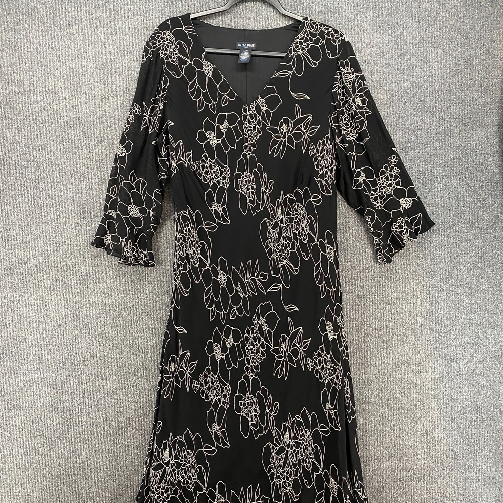 Womens Dress 14‎ Black Floral Vintage 90s Fairy Grunge Romantic Whimsigoth Y2K
